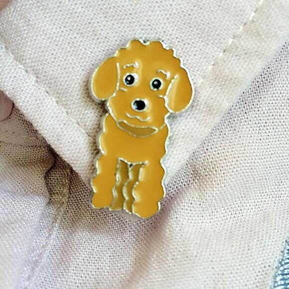 Brown Bichon Frise Dog Enamel Pins 026 - Picture 2 of 2